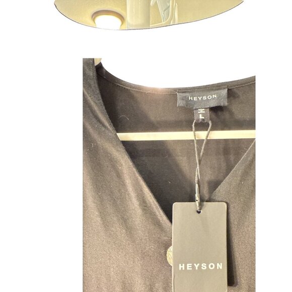 Heyson Front Button Rayon Black Elastic Waist Maxi Dress Size Large, NWT - Picture 4 of 8